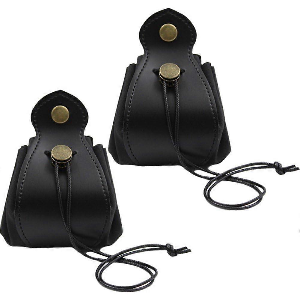 Leather Cube Storage Bag, Drawstring Cube Bag, Versatile, Portable, Foldable, for Keys and Coins, Small Storage Case Black
