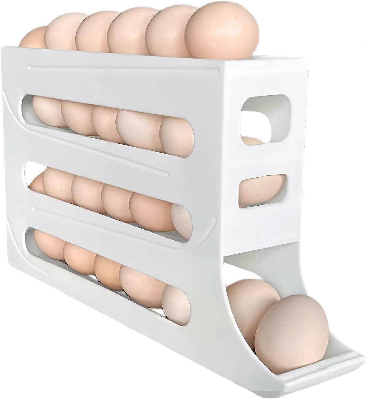 30 Refrigerator Egg Rack - Automatic Rolling Refrigerator Egg Storage Rack, Space Saving Egg Dispenser Rack