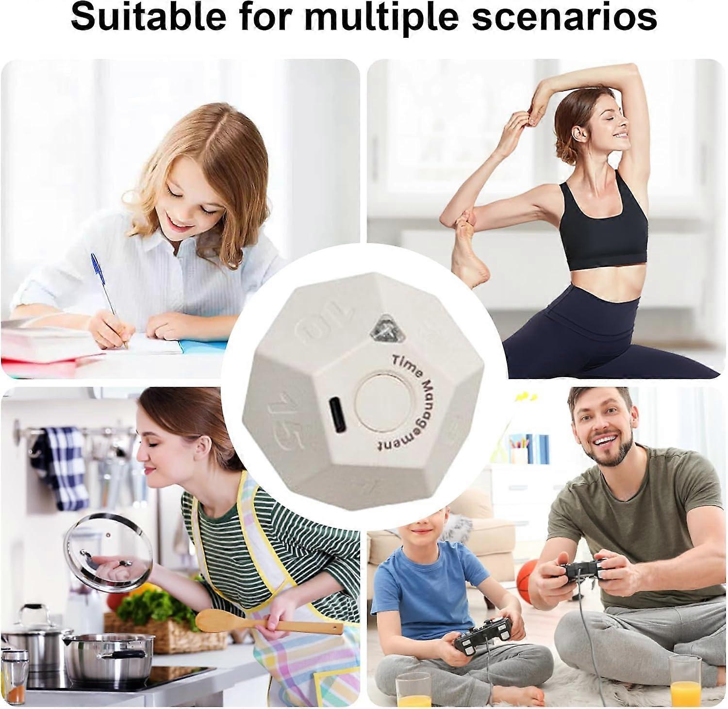 12-sided 3D flip timer geometric creative time reminder vibration touch kitchen learning timer