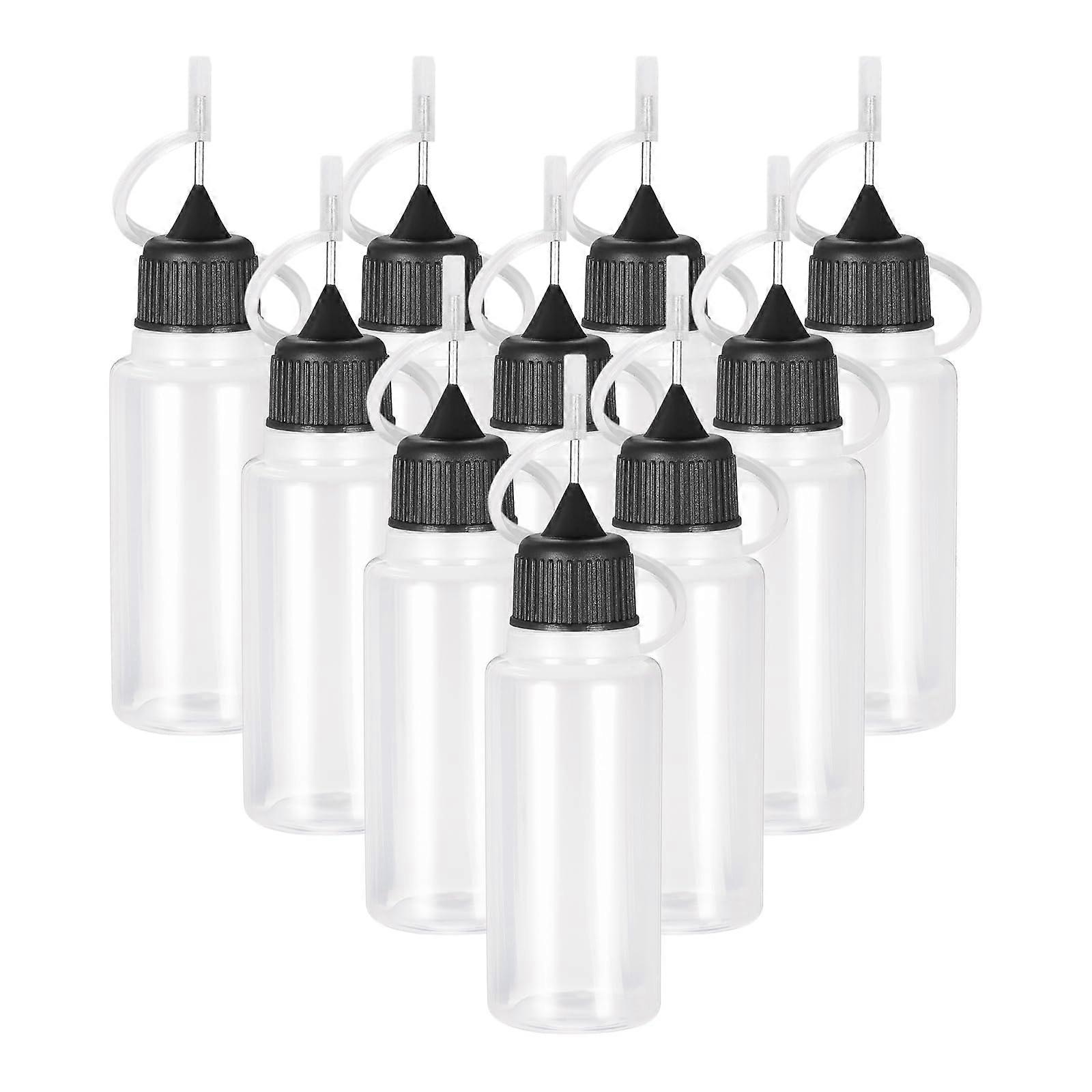 Needle Tip Bottles Needles Precision Tip Applicator Squeeze Bottle with Storage Caps Ideal for Craft Instructions Quilling (15 ml Black) Pack of 10