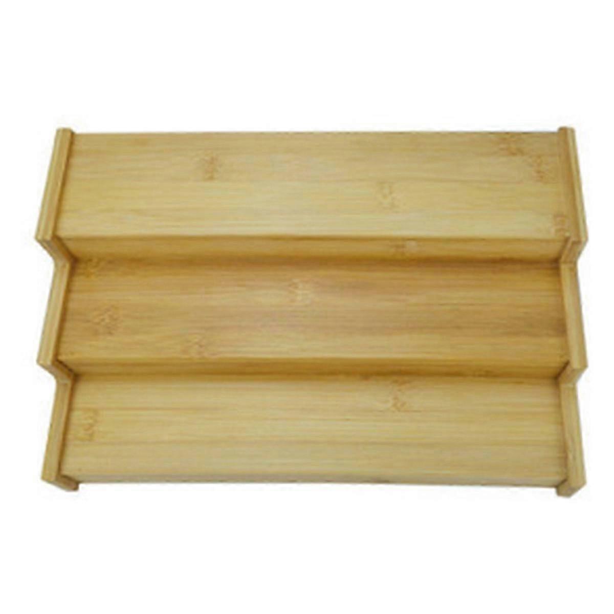 3-Tier Non-Expandable Bamboo Spice Rack Step Shelf Cabinet Organizer