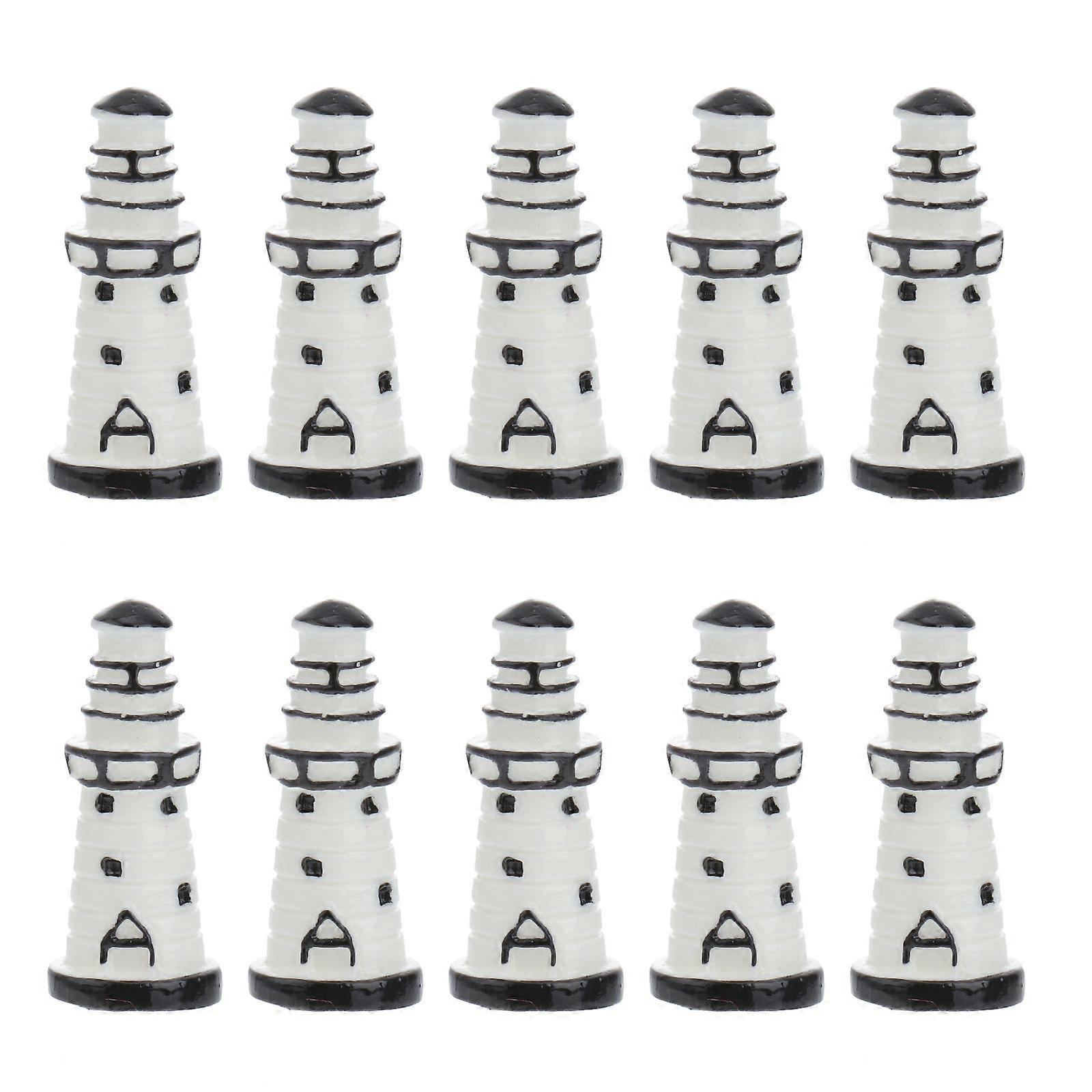 10Pcs Miniature Art Resin Microlandschaft Moss Micro Landscape Ecological Bottle Decorations DIY White Lighthouse Assemblied Decor for Garden (Small S