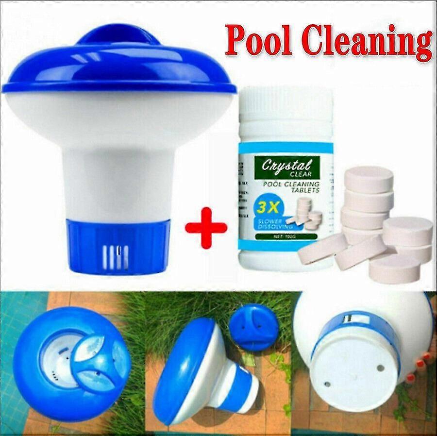 100 pastilles de chlore + distributeur flottant de produits chimiques nettoyage de piscine