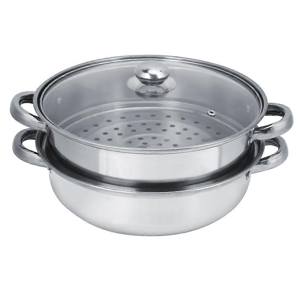 Double-layer stainless steel pot with four handles for steaming