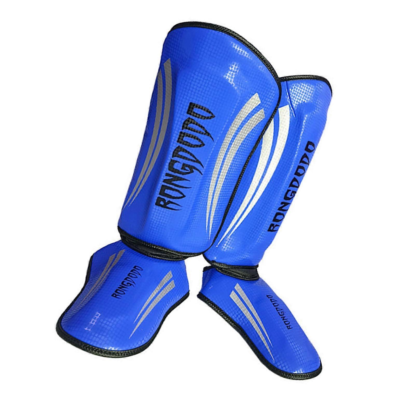 Kickboxing Shin Guards For Taekwondo, Sparring Leg Guards, Martial Arts Protective Gear, Adjustable PU Leather, Size M