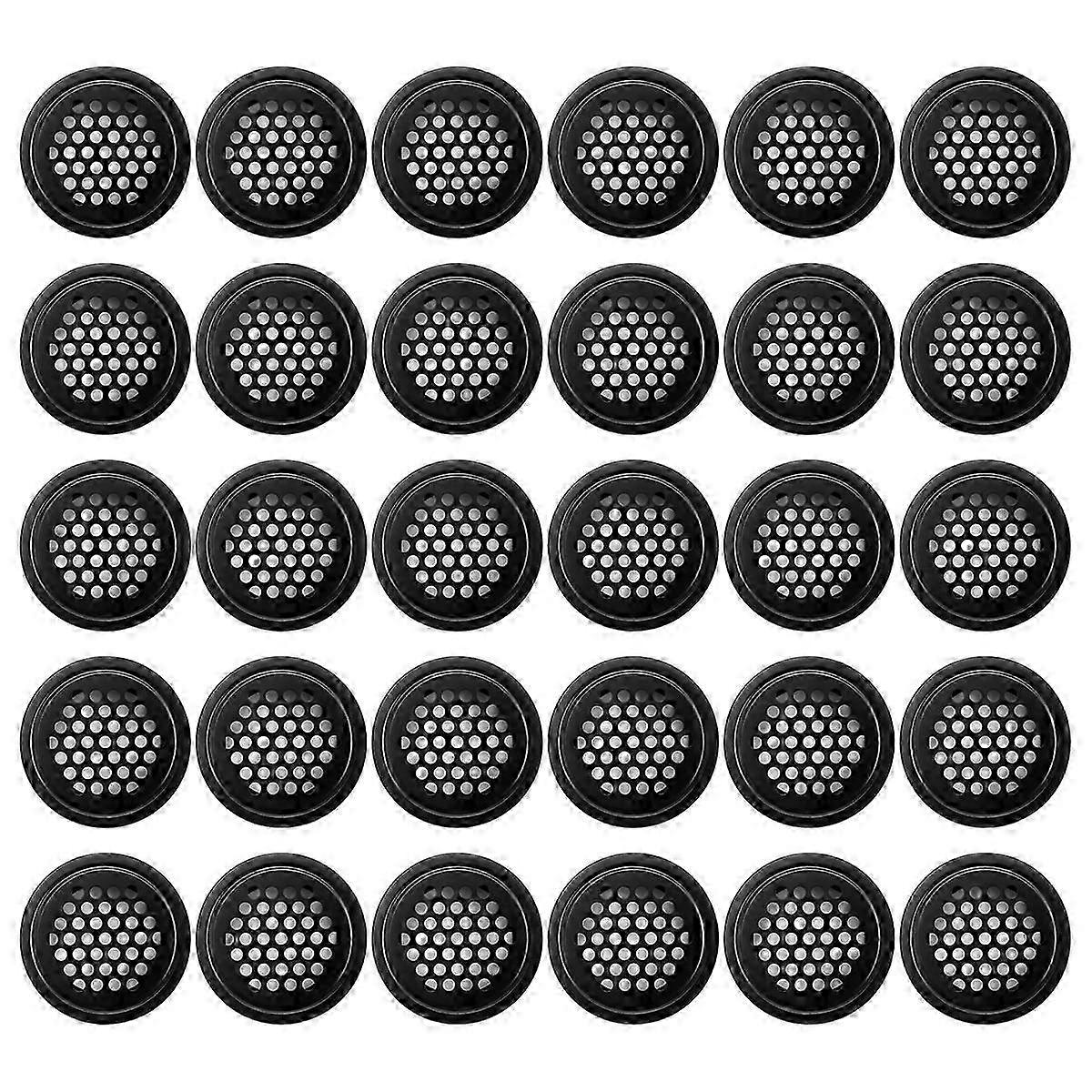 ラウンド換気グリル 35mm 30 ピース ブラック キャビネットワードローブ SZRH A-D 用