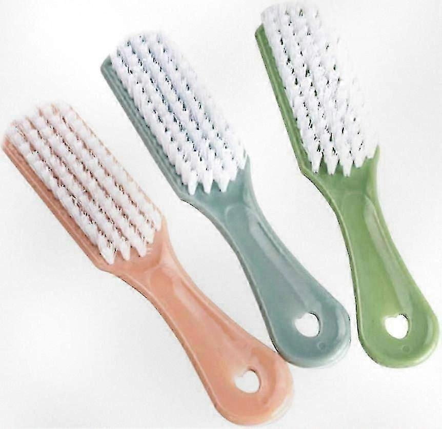 3-Piece Nail and Fabric Cleaning Brush Set with Handle (Assorted Colors)