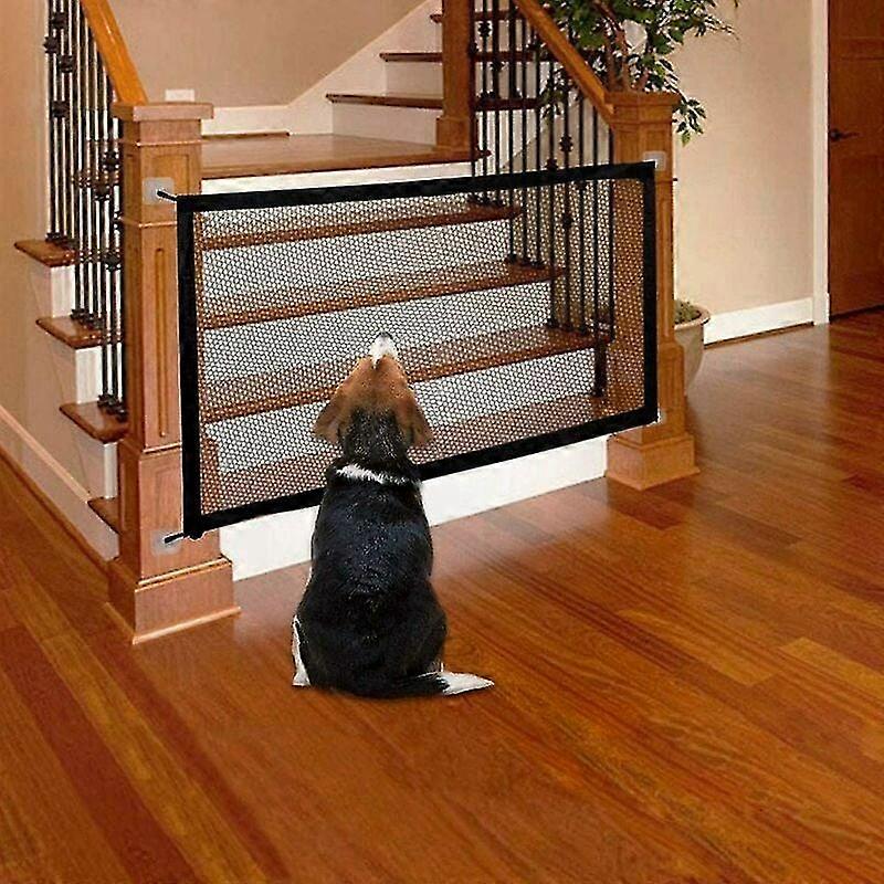 שער בטיחות לכלב מחסום מתקפל נשלף לבטיחות שער מדרגות לכלבים ובייבי שחור (גודל 70110 ס"מ)