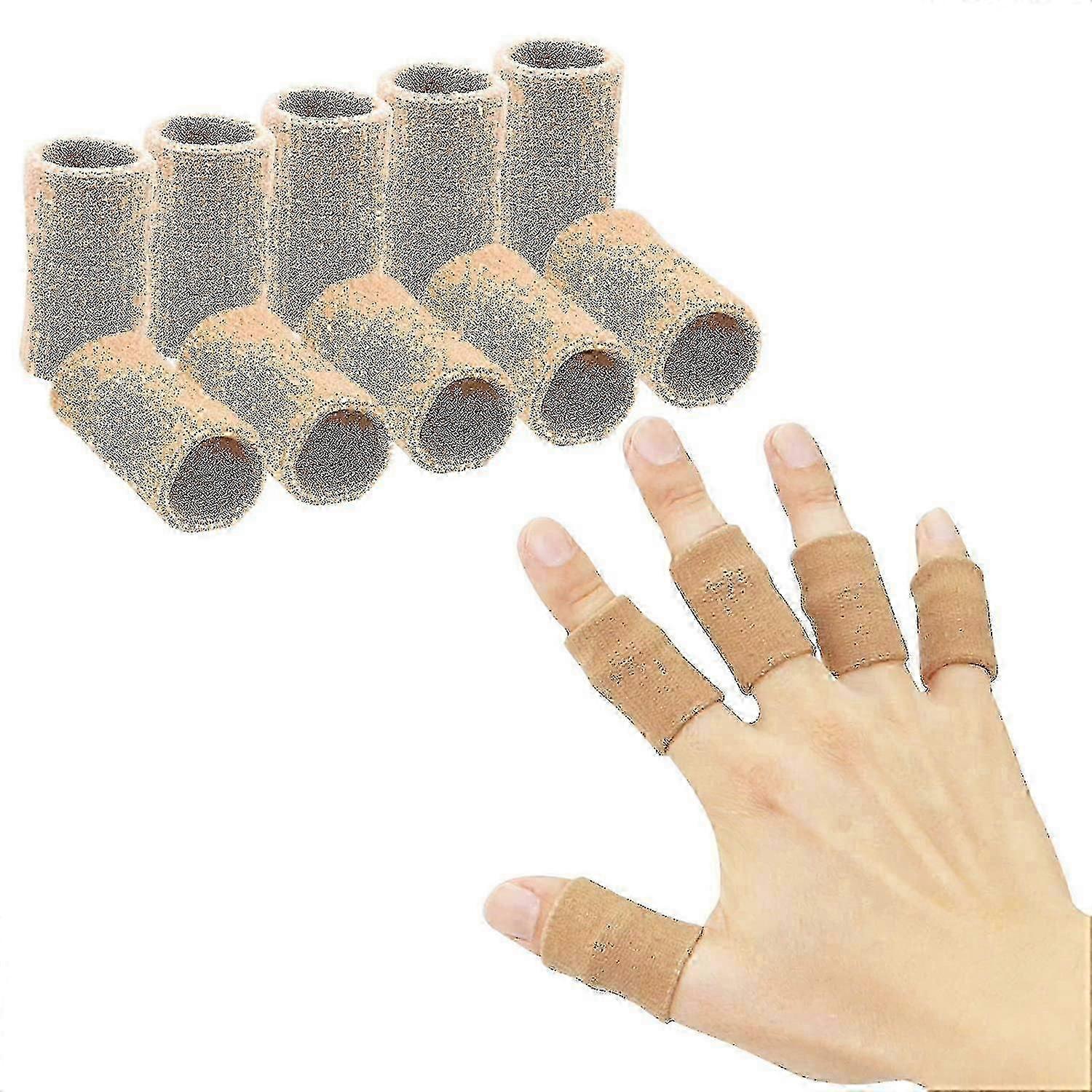 10-Pack Breathable Elastic Finger Sleeves, Thumb Splint Compression Support Taping for Pain Reliefa