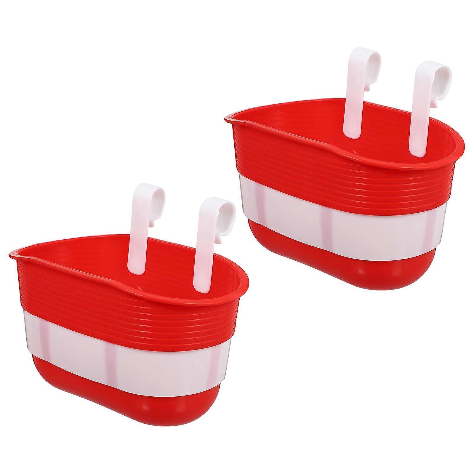 Bike Basket Front Handlebar Kid Use Red Plastic Holds Items 2Pcs