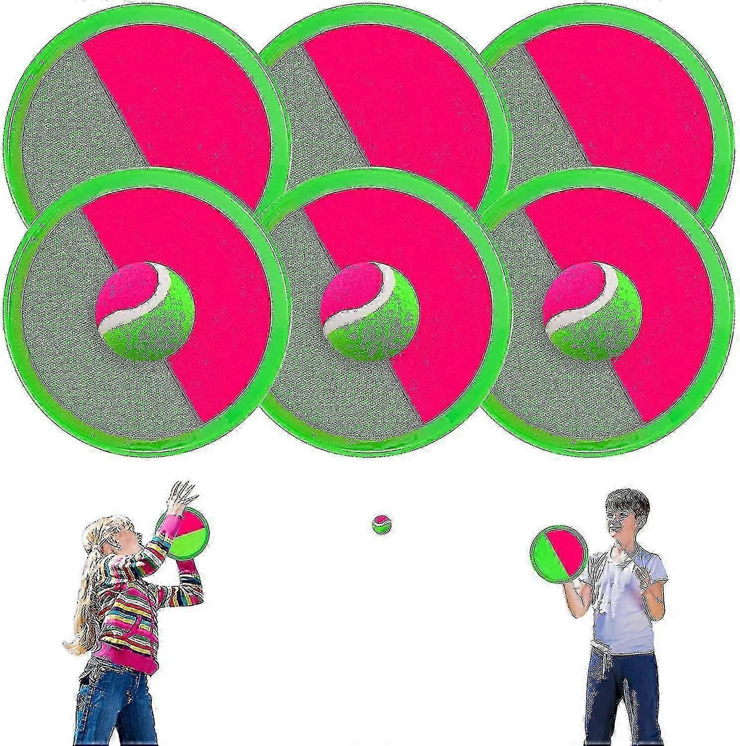 Kids Outdoor Toys, Toss And Catch Ball Set, Outside Yard Games For Kids With 6 Paddles 3 Balls Paddle Game Set Playground Sets For Backyard Sports Out