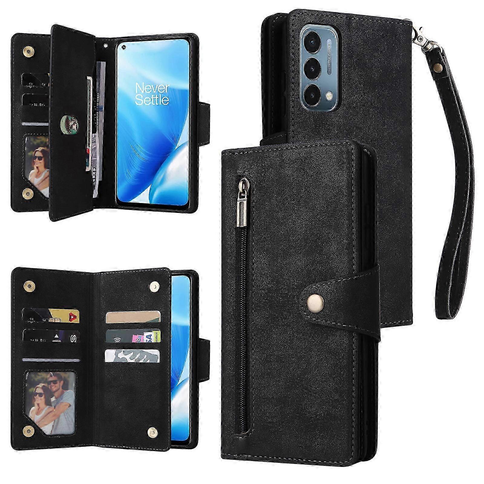Compatibel met Oppo A74 5g / A54 5g Case Pu lederen magnetische flip rits kaarthouder portemonnee cover