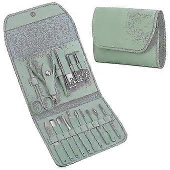 Set professionale 16 in 1 per la cura delle unghie in acciaio inossidabile con custodia in pelle per manicure e pedicure