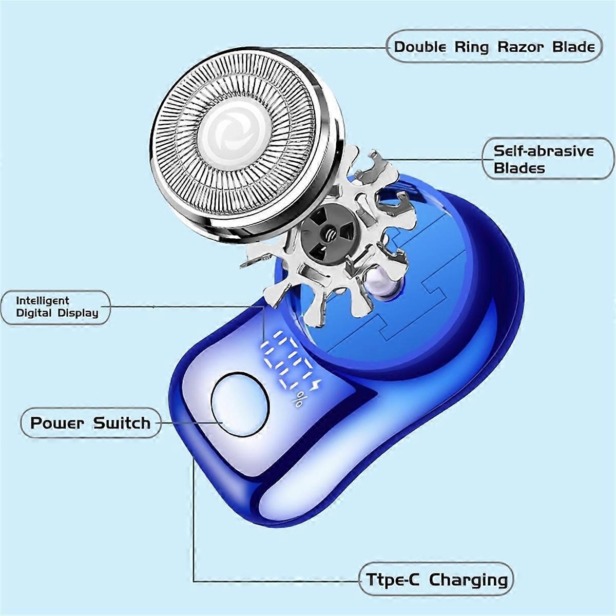 Man Electric Beard Shaver with Digital Displa,Stainless Steel Spiral Shaver,USB Rechargeable Dry/We