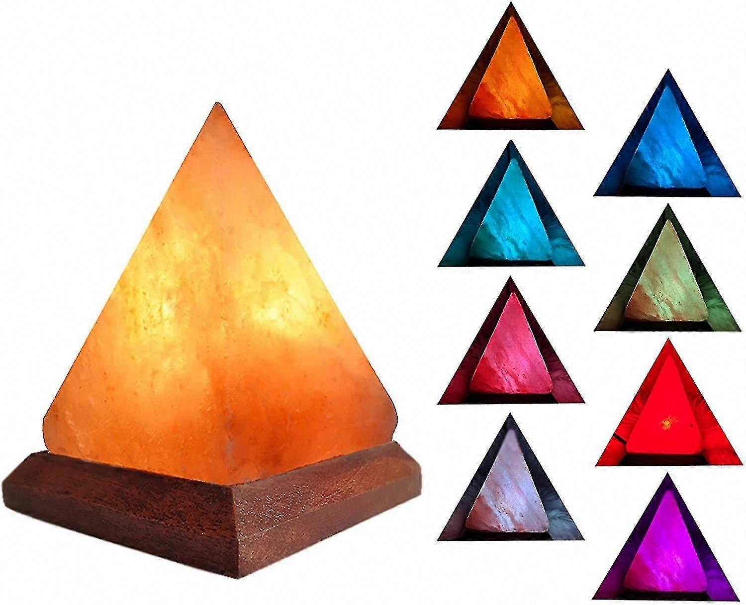 8-Color Changing Pyramid Crystal Salt Lamp for Home Decor