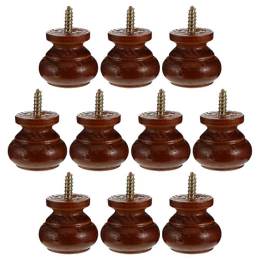 Wood Knobs Round Single Hole for Wardrobes Brown Moisture Resistance 10Pcs