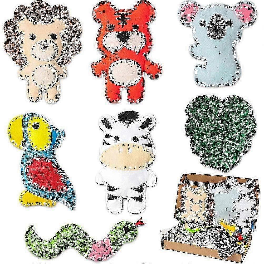 Kit de cusut pentru copii cu forme de animale din pâslă DIY