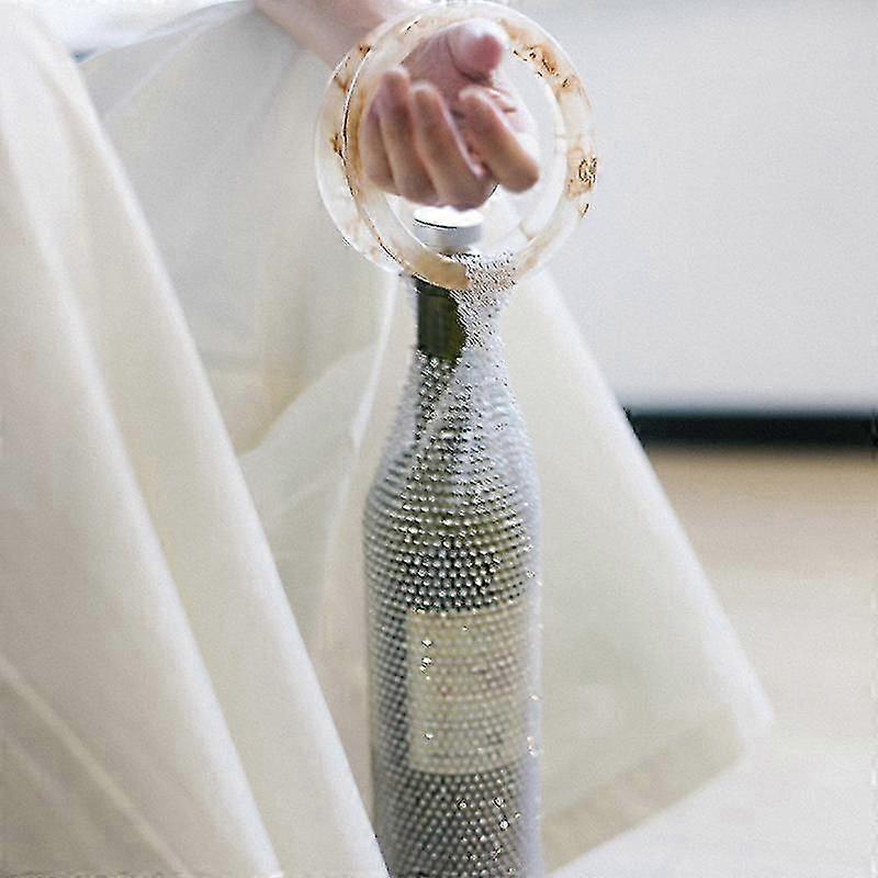 Sparkling Rhinestone Wine Bottle Bag with Elastic Design and Sturdy Handle for Women