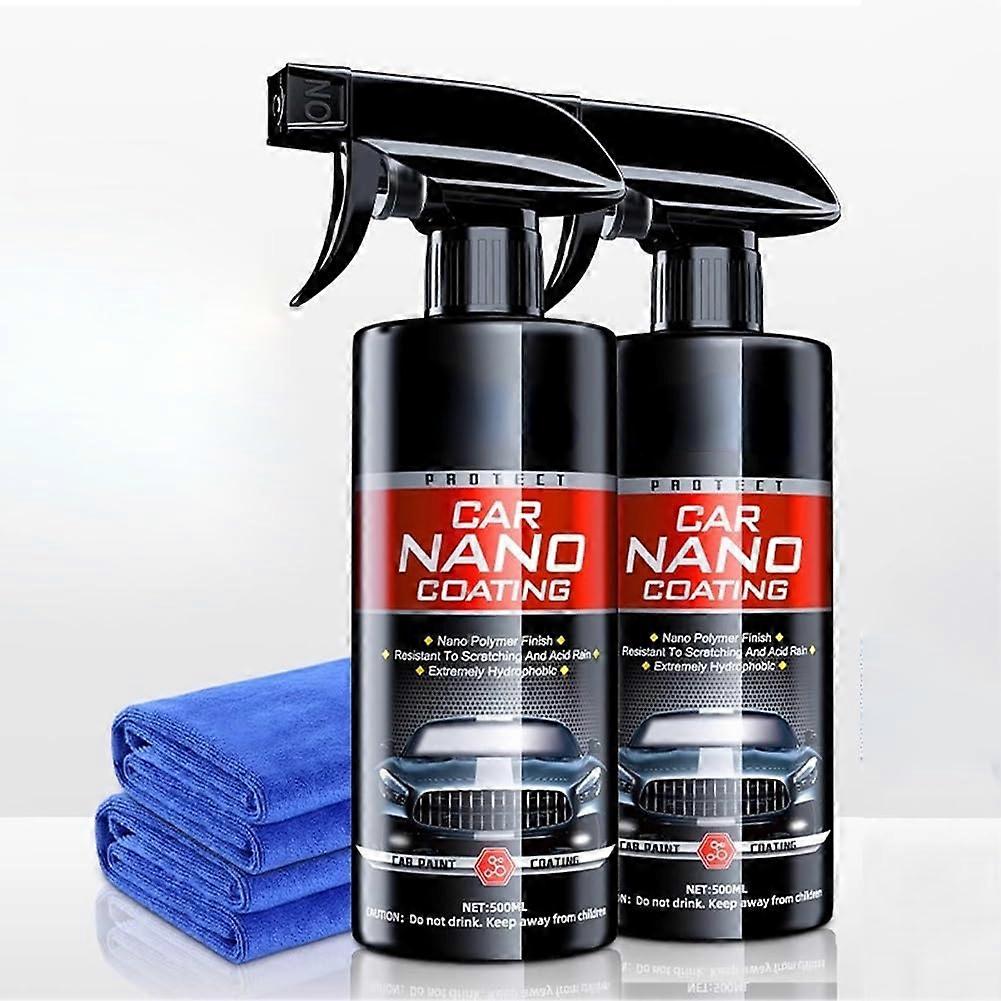 Nano Ceramic Car Coating 2 Pack 500ml Spray Auto Paint Protection Coating Renewal Agent MultiFunctional
