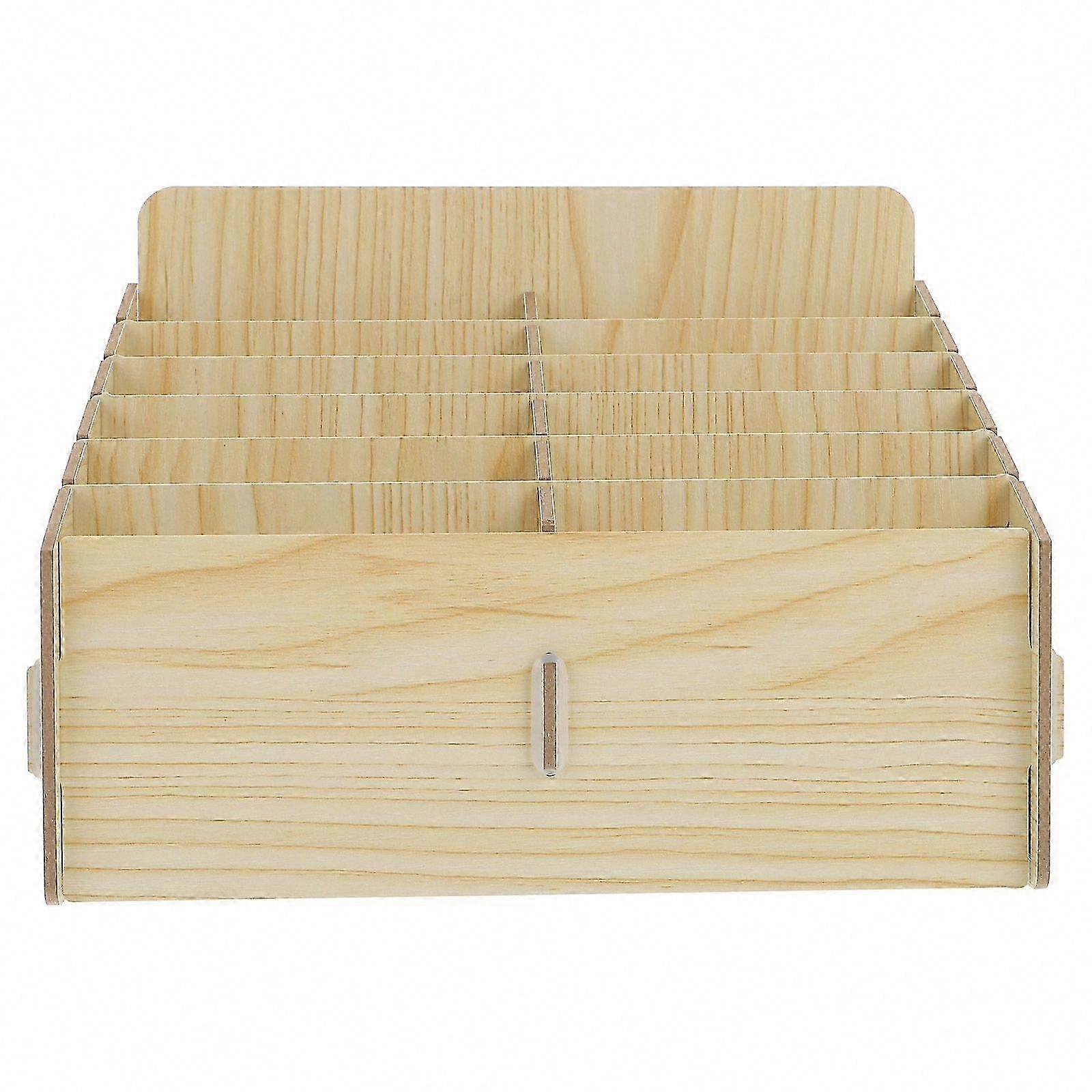 Multi-grid Wooden Phone Storage Box Holder for Desktop Organization
