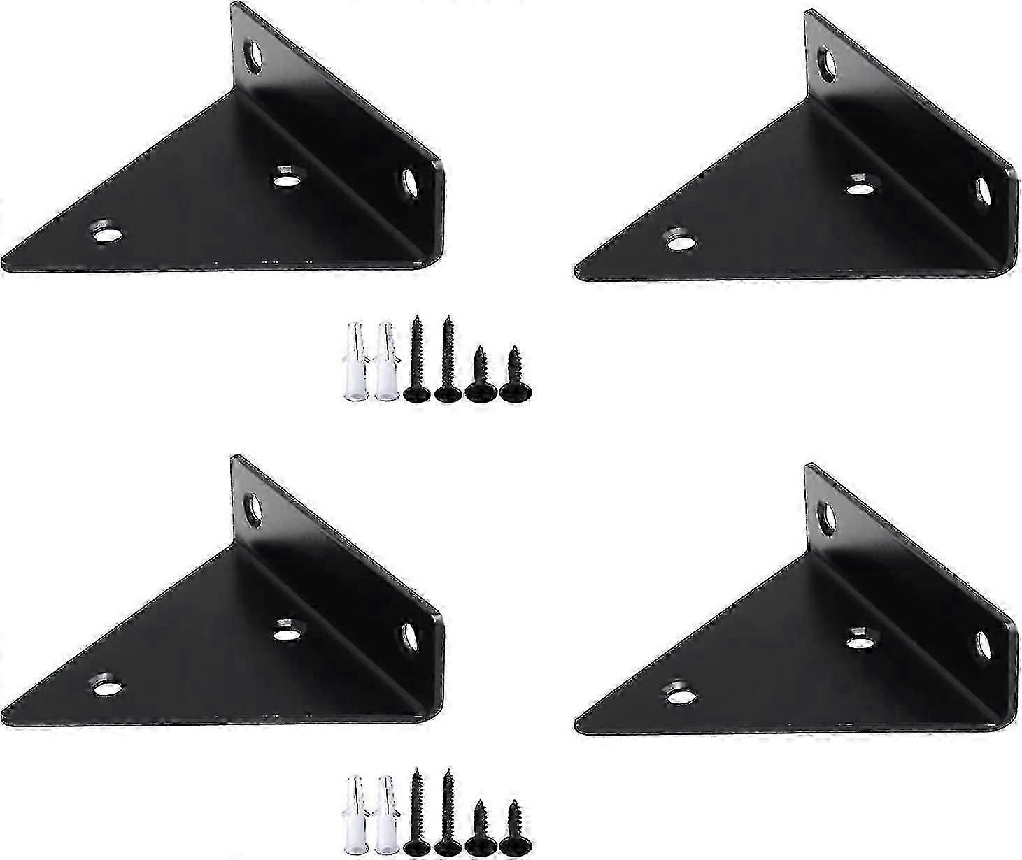 4PCS Floating Shelf Brackets Floating with 16 Screws- Black