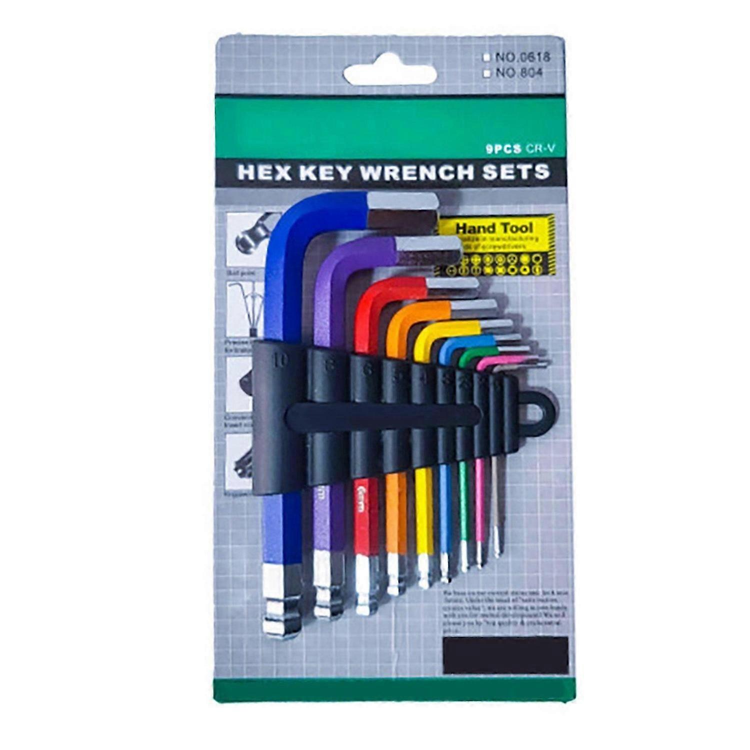 High quality 0618 9-piece hexagon wrench set CR-V Standard hexagon wrench ball