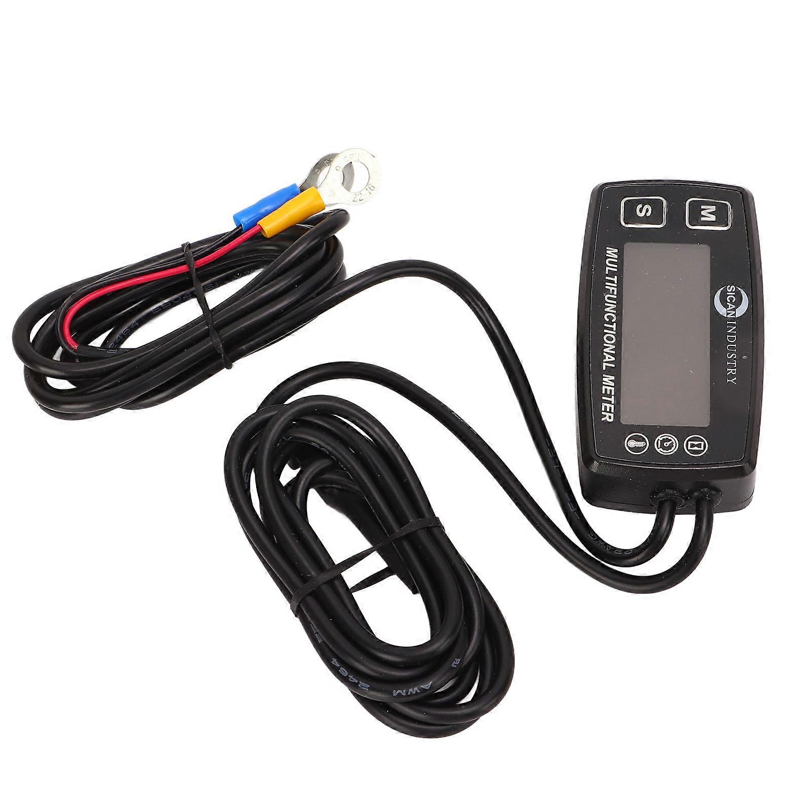 Engine Digital Tachometer Gauge ABS Metal LED Screen Waterproof Black