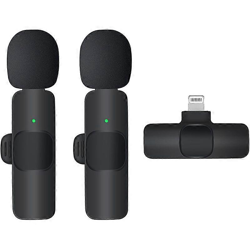 2pcs Wireless Lavalier Microphone for iPhone ,iPad, Lapel Mics Plug-Play 2.4G Ultra-Low Delay Built-in Noise Reduction Chip 4H Working Time for Video
