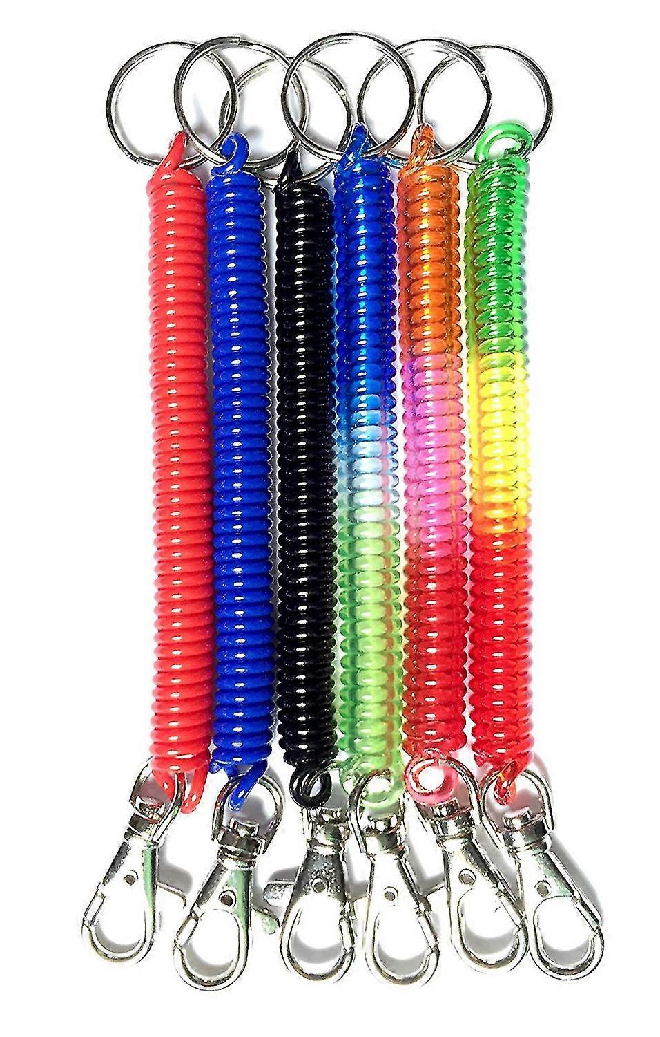 Colorful 6pc Anti-Theft Spring Coil Keychain with Clip for Keys EU