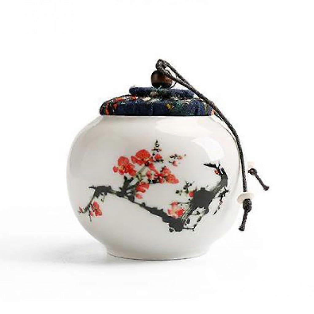 Candy Jars Ceramic Sealed Tea Cans, Small Painted Tea Storage Canisters for Desktop Decoration and Coffee Ground Storage