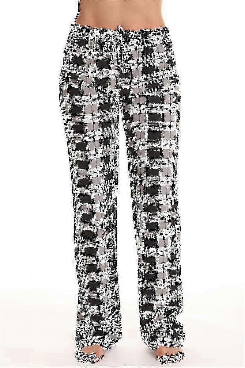 Women's Soft Flannel Check Pajama Pants with Pockets for Lounge & Sleep