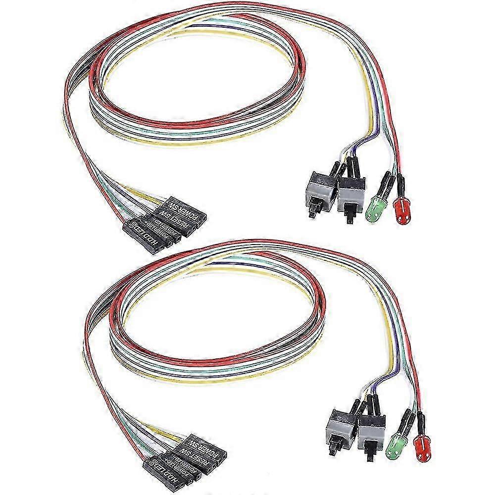 2pcs Computer Fall ATX Power On Off Reset Switch Kabel mit 2 LED Licht Licht Rot Grün Atx Fall Fr