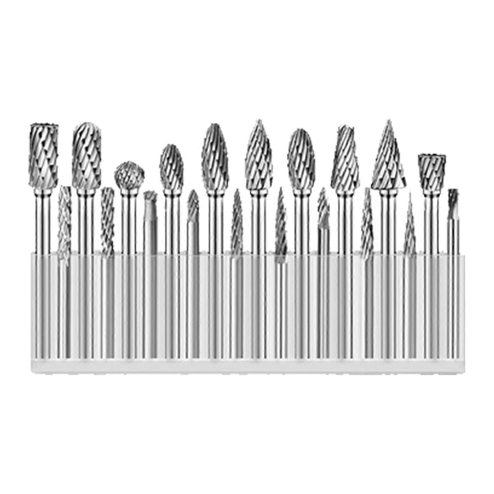 Rotary File 20Pcs Carbide Burr Grinding Bits Set for Woodworking Engraving Drilling Carving 9.9 x 6.5 x 1.3 cm