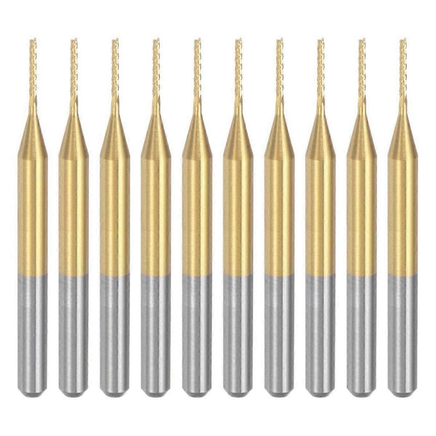 10PCS Titanium Coat Carbide For PCB Machine, 1/8 Inch Shank 0.8Mm
