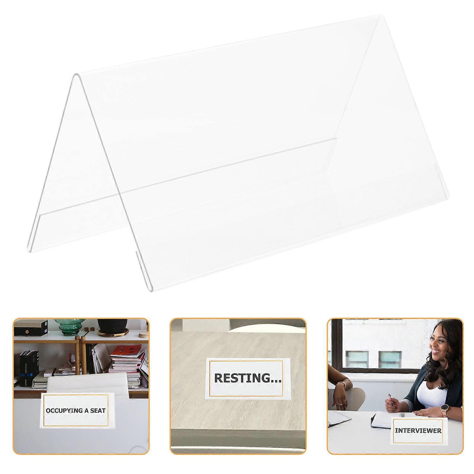 Clear Acrylic Desk Name Plate Display Stand for Display 3Pcs Vertical Holder