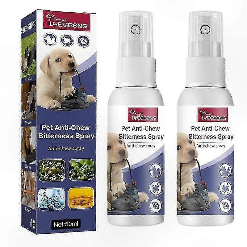 2-Pack Pet Training Spray with Bitter Formula 50ml for Dogs and Cats Anti-Chew Solution