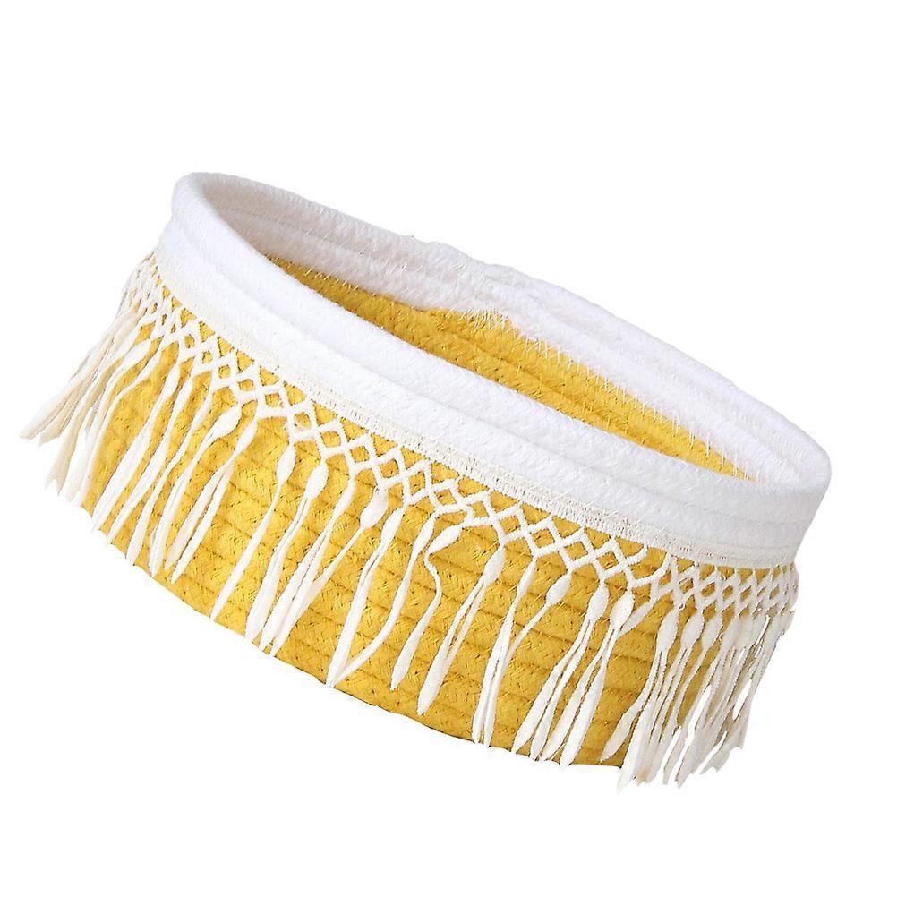 Weaving Storage Basket 1Pcs Desktop Sundries Container Square Yellow Cloth For Home Office And Hotel Use