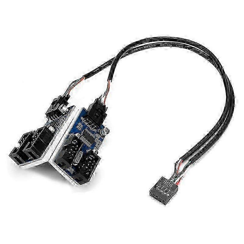 Motherboard USB 2.0 9Pin Header 1 bis 4 Extension Hub Splitter Adapter Konverter 30CM 9-Pin intern