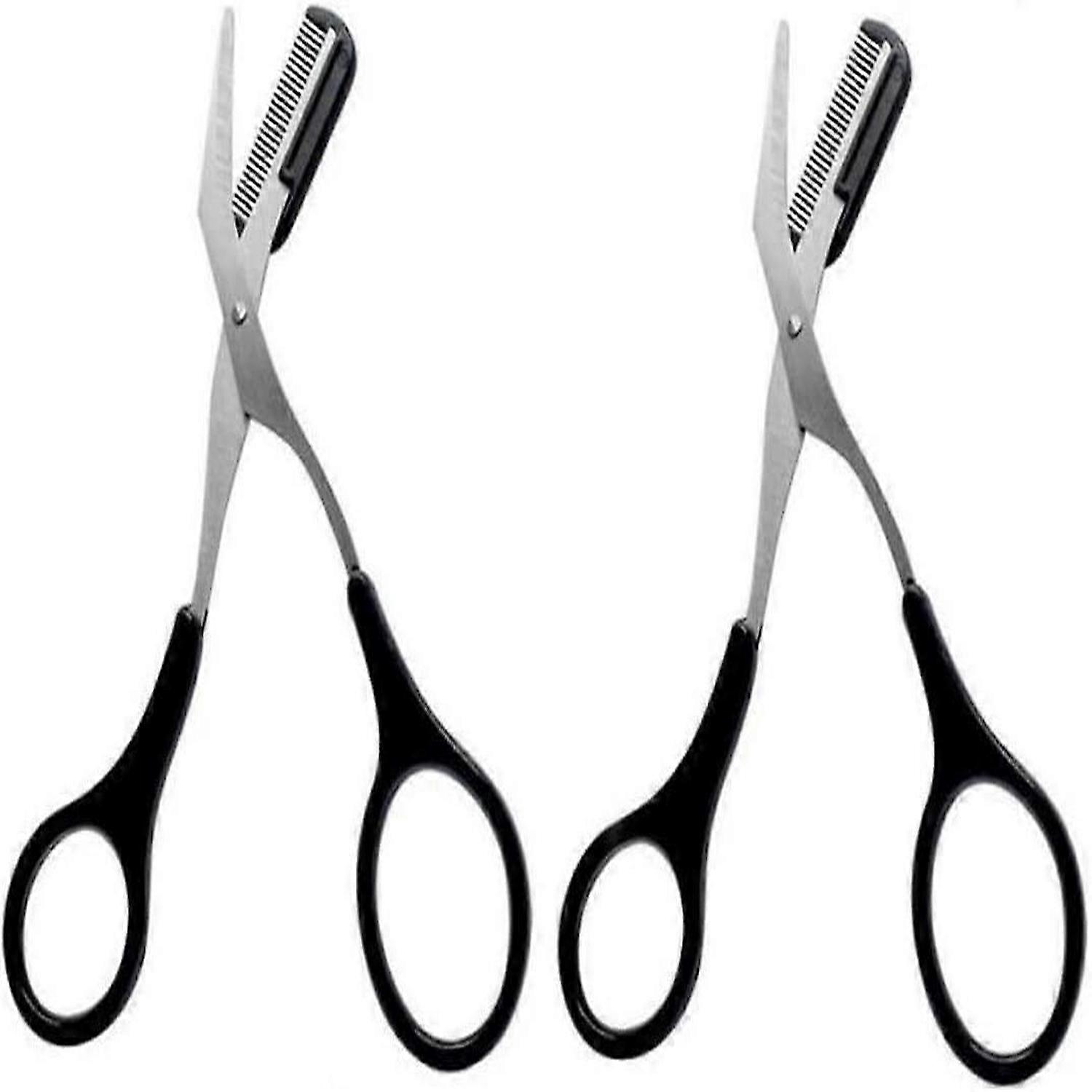 2 PCS Eyebrow Trimmer Scissor with Comb Eyelash Shaping Cutter Shaper Beauty Toolblack