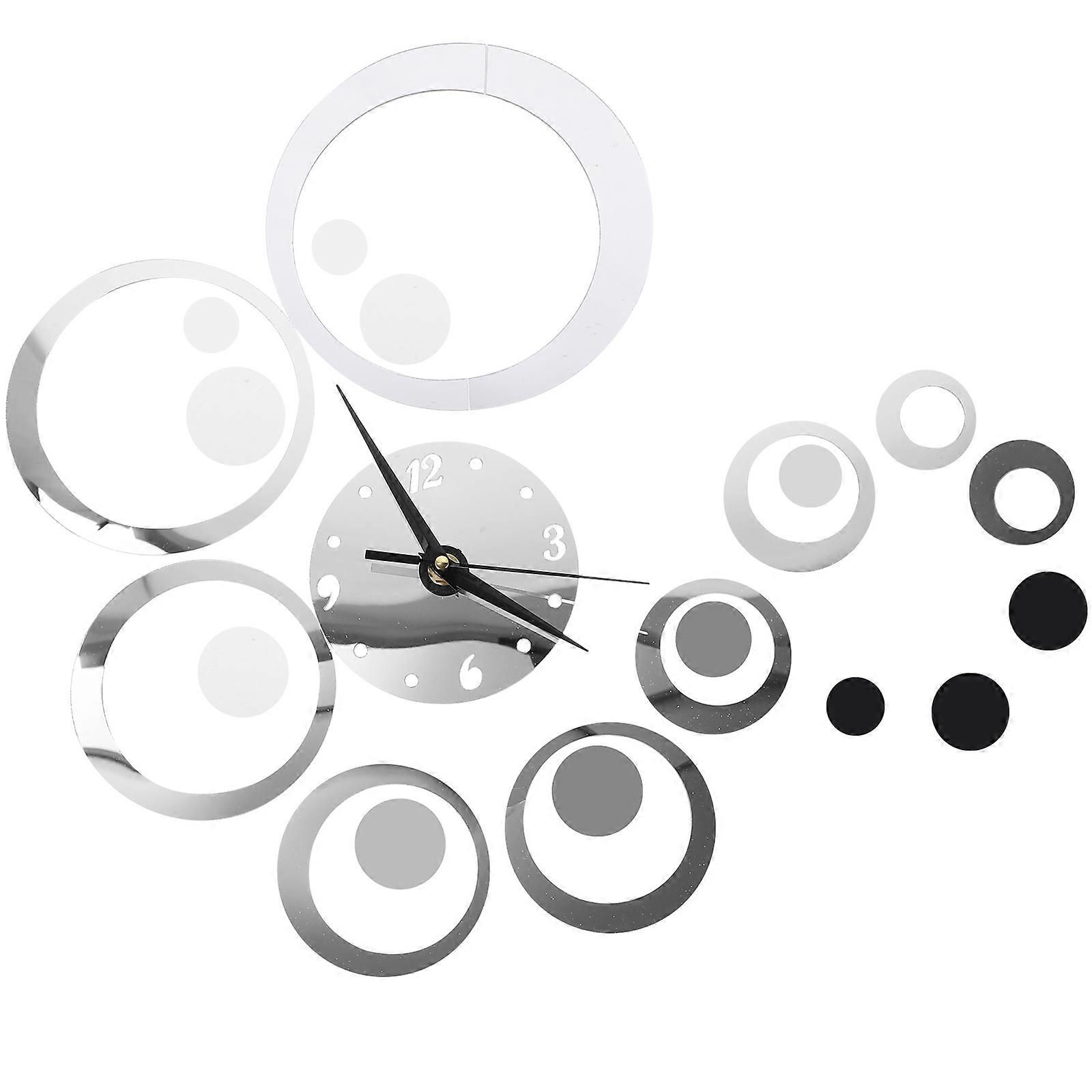 Mirror Sticker for Wall Decor DIY Silver Mirror Wall Clock 3D Design