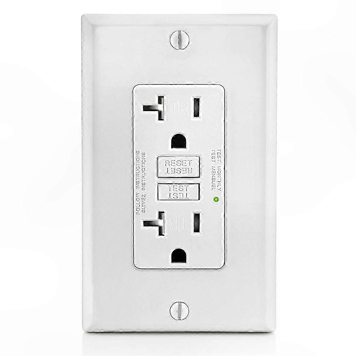 20A GFCI Receptacle with LED Light, Tamper-Resistant Ground Fault Interrupter Outlet