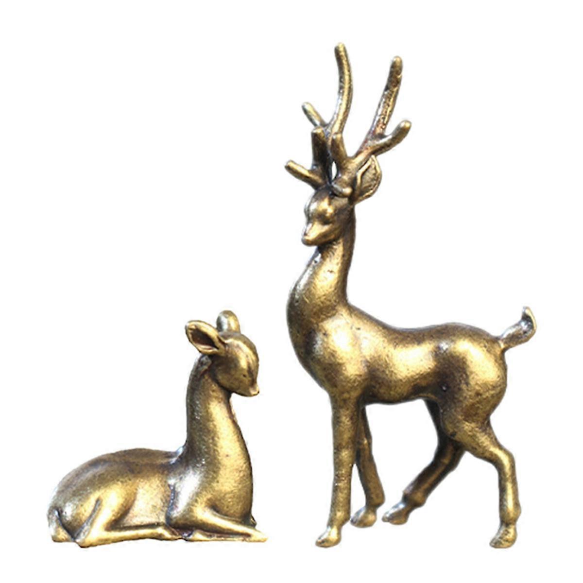 Copper Alloy Sika Deer Tabletop Small Ornament Decor Crafts