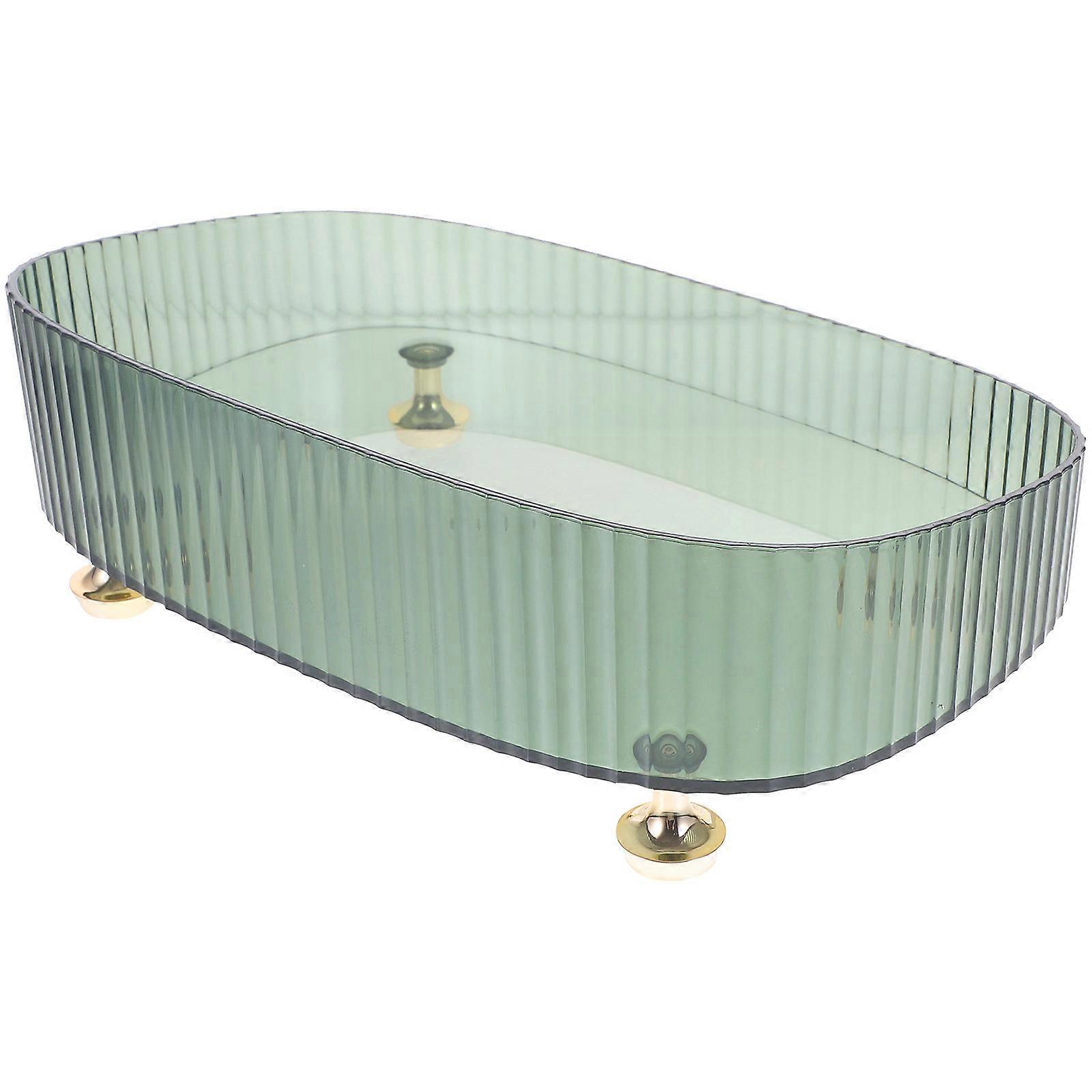 Plastic Vanity Tray Perfume Organizer for Storage 4Pcs Green