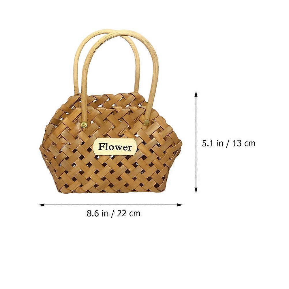 Handwoven Flower Basket Wooden Storage Basket for Portable Use 2Pcs in Coffee