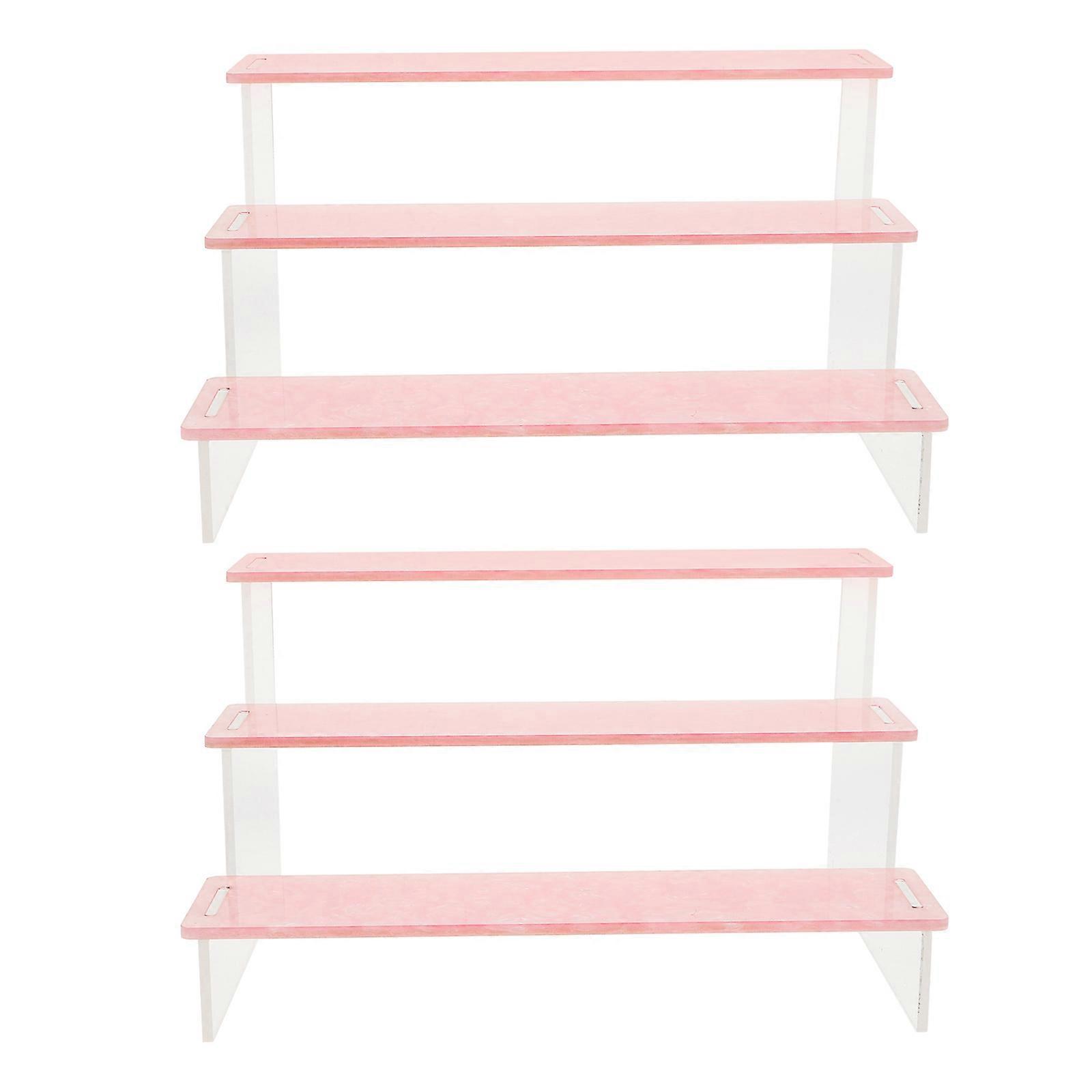 Acrylic Display Stand Model Storage Rack Pink Plastic for Model Display At Home Decor 2Pcs