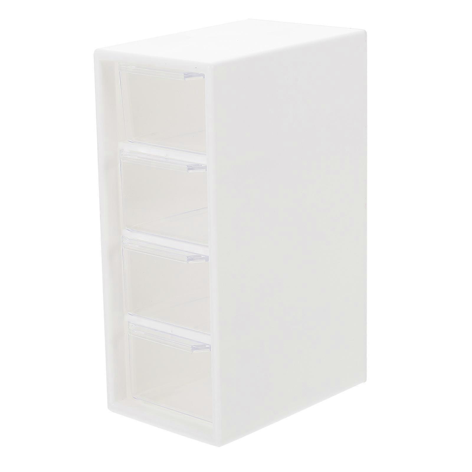 Desktop Storage Box Jewelry Storage Container Multi-Layer Design for Women School Dormitory White 1Pcs