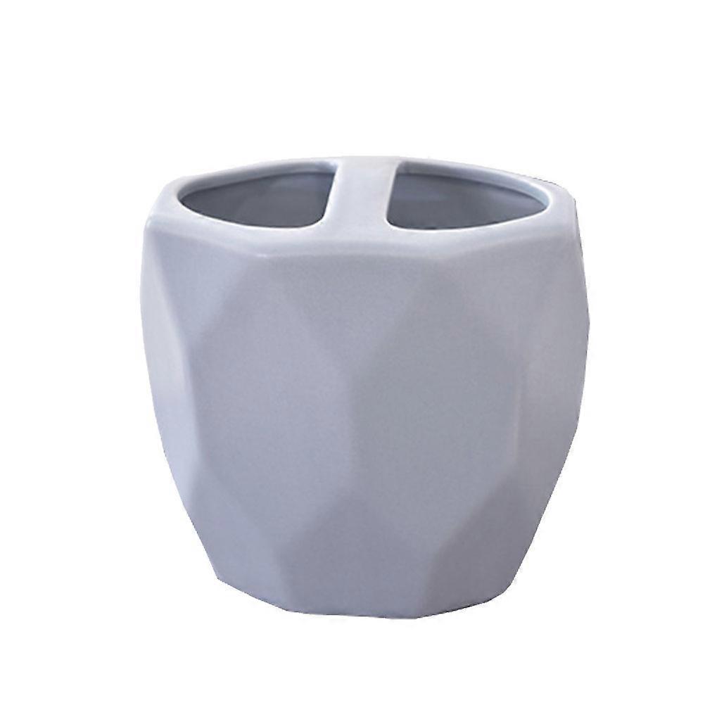 Artistic Toothbrush Stand for Storage 3Pcs Grey Ceramic Bathroom Holder