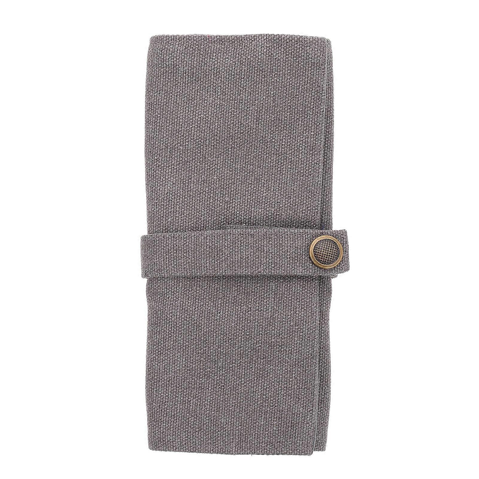 Canvas Pencil Pouch Roll Up Bag for Storage Use 4Pcs Grey