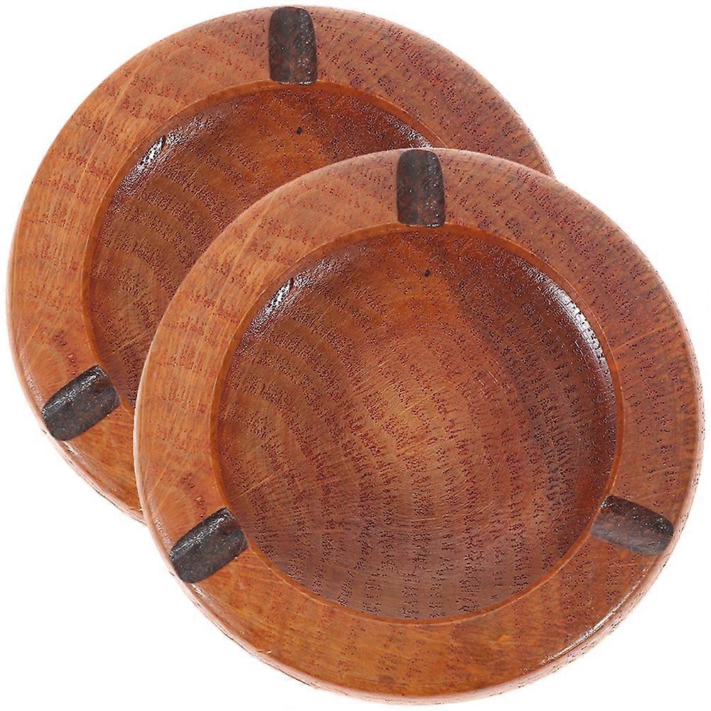 Retro Simple Wooden Ashtray 10 Pcs For Household Office Bar Use 8X8X3.5cm Round Smoke Ash Collection