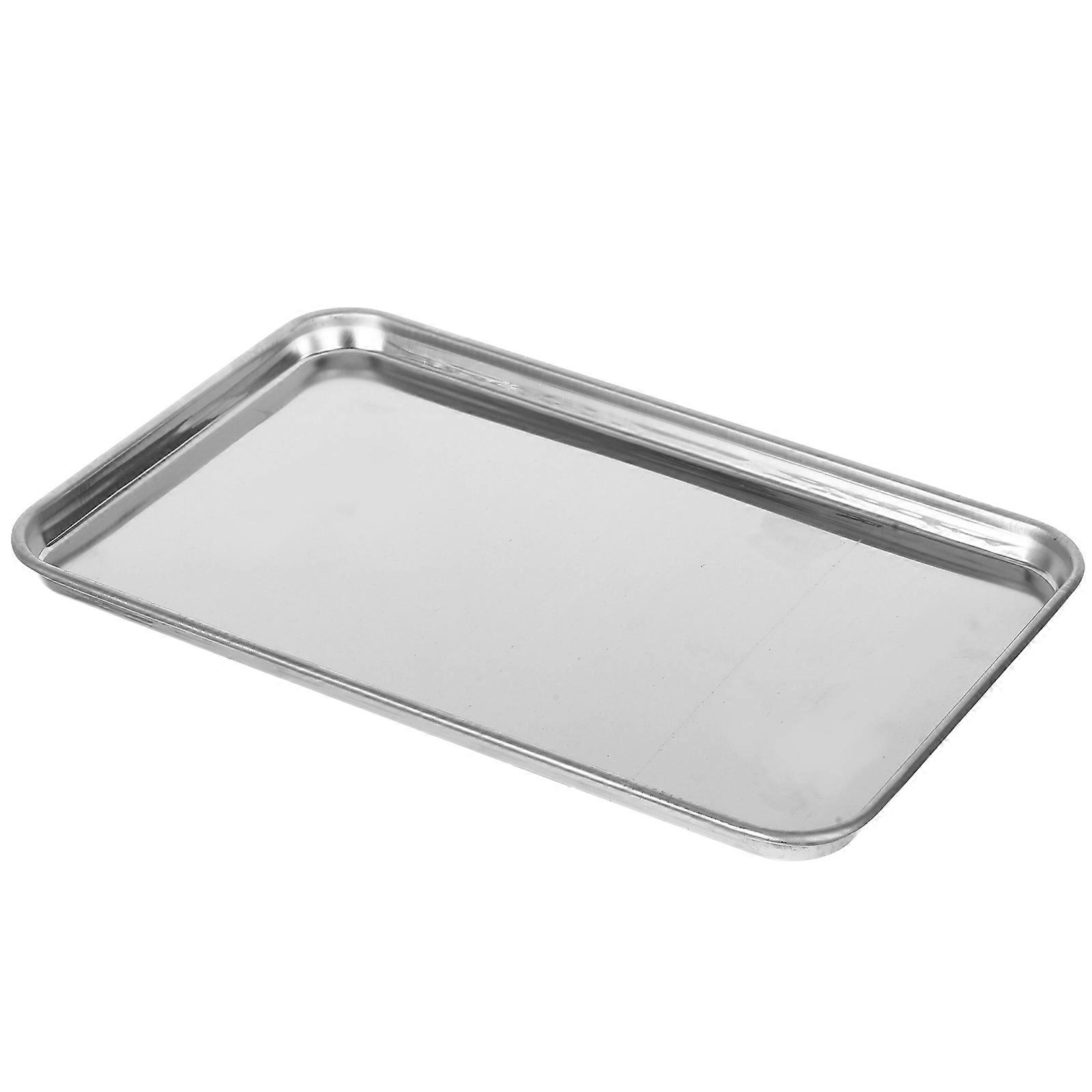 Rectangular Food Tray 4Pcs Silver Stainless Steel Large Tray for Daily Use Versatile Use